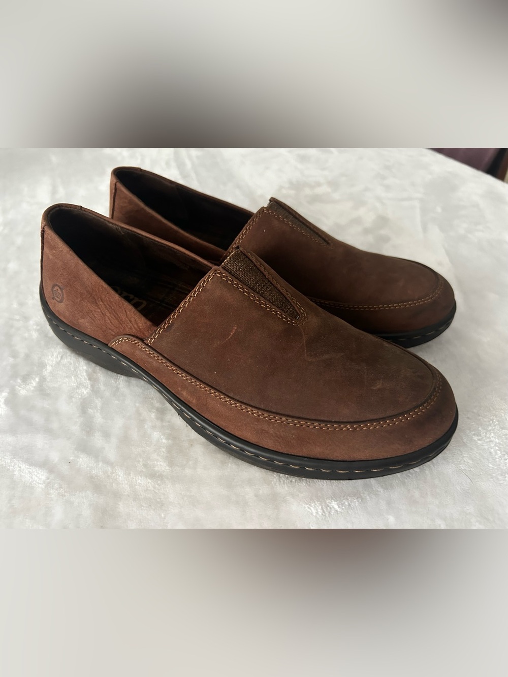 Børn Lex Women's Cocoa Brown Leather Slip-On Comfort Loafers (Style F4924) 9M